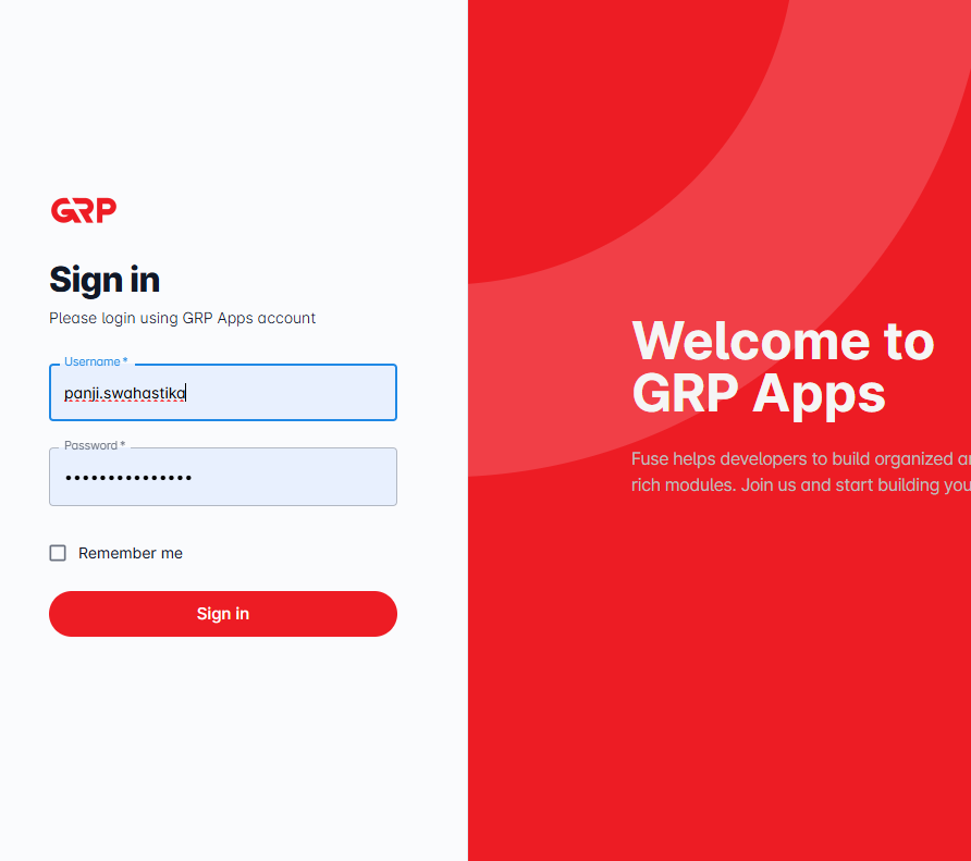 Screenshot of web app